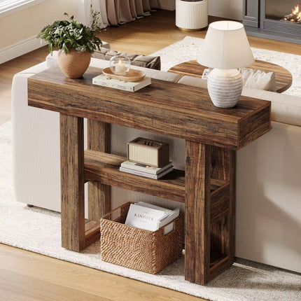 Table console ferme de 41.34 pouces table de canapé étroite à 2 niveaux derrière le canapé