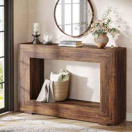 Entrée meubles moderne accent antique rustique rétro bois rectangulaire géométrique couloir console table de 120 cm
