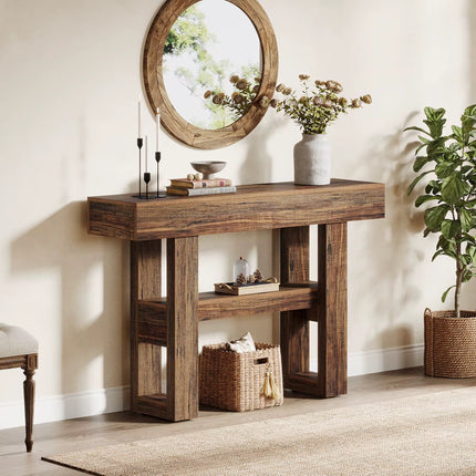 Table console ferme de 41.34 pouces table de canapé étroite à 2 niveaux derrière le canapé