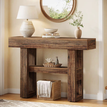 Table console ferme de 41.34 pouces table de canapé étroite à 2 niveaux derrière le canapé