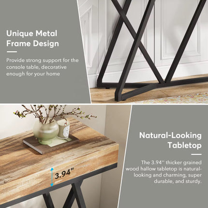 Table console design moderne 55 pouces avec base en métal unique pour derrière le foyer du canapé ou l’utilisation d’accent industriel