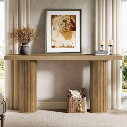Table console extra longue de ferme de 63 pouces, table de canapé rectangulaire en bois derrière le canapé