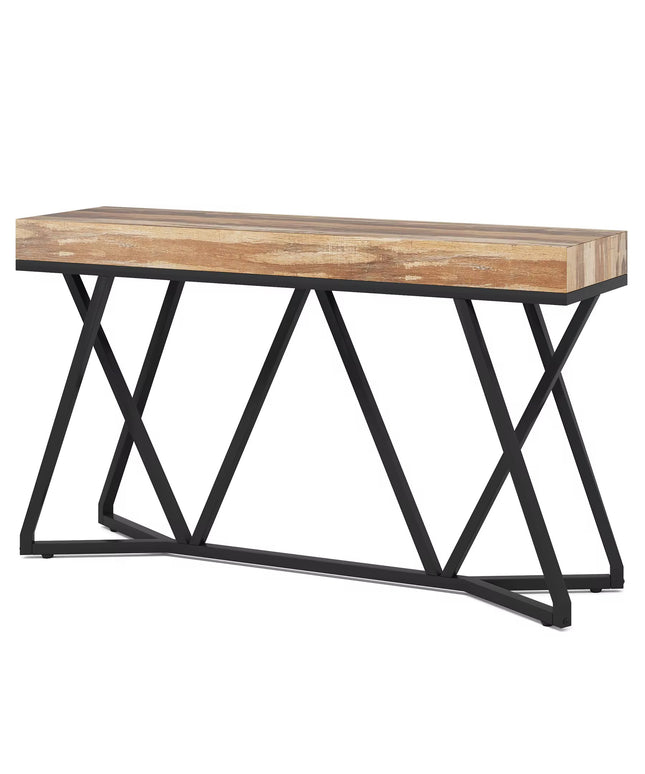 Table console design moderne 55 pouces avec base en métal unique pour derrière le foyer du canapé ou l’utilisation d’accent industriel