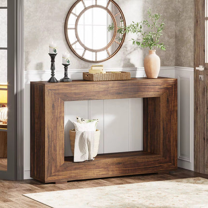 Entrée meubles moderne accent antique rustique rétro bois rectangulaire géométrique couloir console table de 120 cm