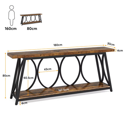 Table console d’entrée à 2 niveaux , table de canapé derrière le canapé avec étagères de rangement