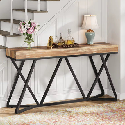 Table console design moderne 55 pouces avec base en métal unique pour derrière le foyer du canapé ou l’utilisation d’accent industriel