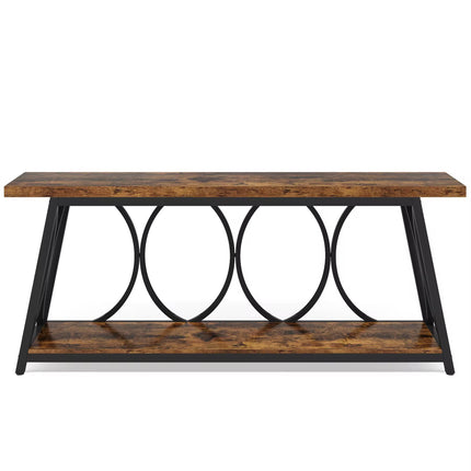 Table console d’entrée à 2 niveaux , table de canapé derrière le canapé avec étagères de rangement