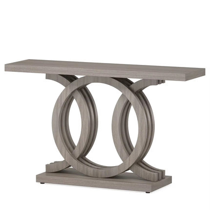 Mobilier d’entrée moderne antique rustique marron rétro bois ferme entrée couloir table console 140 cm avec base géométrique