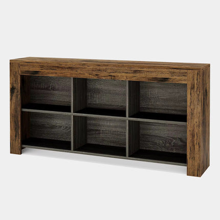 Table console avec rangement, table de canapé longue et étroite de 63 pouces, table d’entrée avec 6 cubes, étagères de rangement ferme