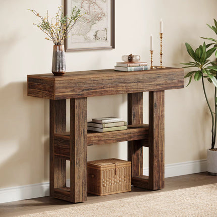 Table console ferme de 41.34 pouces table de canapé étroite à 2 niveaux derrière le canapé