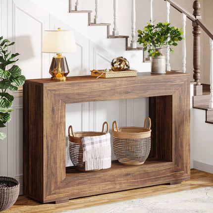 Entrée meubles moderne accent antique rustique rétro bois rectangulaire géométrique couloir console table de 120 cm