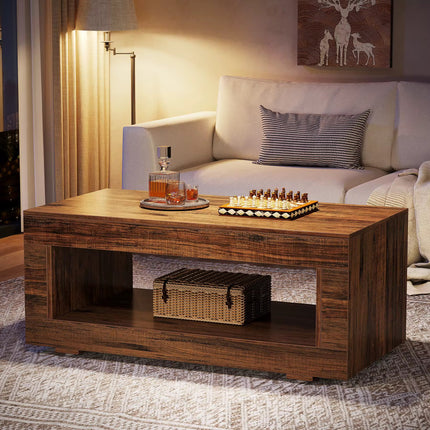 Tables basses en bois massif avec base robuste tables basses de luxe marron clair rustique