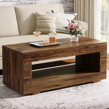 Tables basses en bois massif avec base robuste tables basses de luxe marron clair rustique