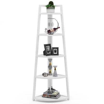 5-Tier Corner Shelf – 70” Tall Ladder Bookshelf for Living Room or Office