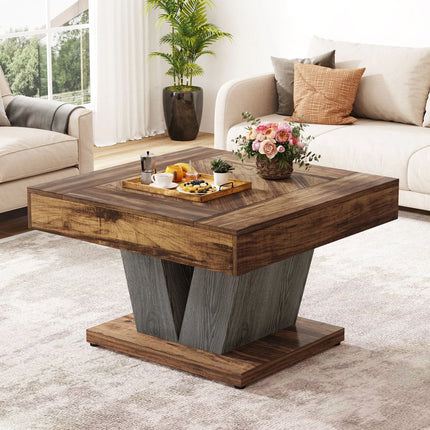 31.5” Wood Coffee Table, Modern Living Room Center Table with Sleek Design