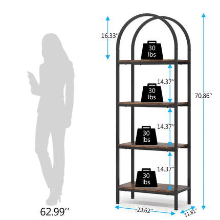4-Tier Arched Bookshelf – Modern Bookcase Display Rack with Storage Shelves