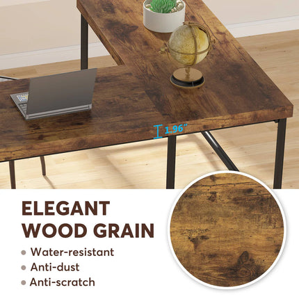 Industrial 67” L-Shaped Computer Desk – Reversible Home Office Table