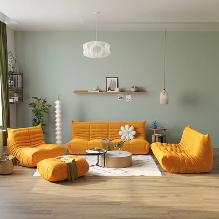 Minimalist design sofa and pouf set, velvet lazy sofa, home furniture
