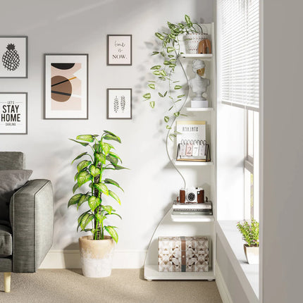 5-Tier Corner Shelf – Modern Wall Corner Bookshelf &amp; Display Bookcase