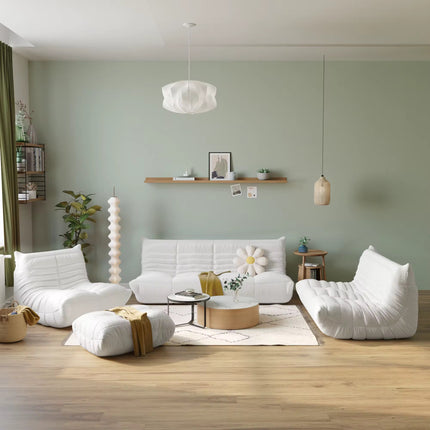 Minimalist design sofa and pouf set, velvet lazy sofa, home furniture