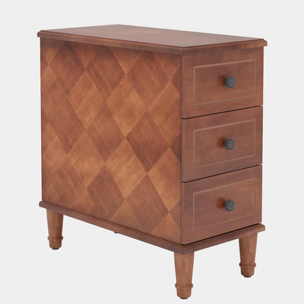 Modern solid wood side table, fully assembled with slim bedside drawers; pre-assembled side table