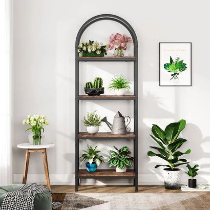 4-Tier Arched Bookshelf – Modern Bookcase Display Rack with Storage Shelves