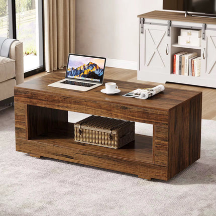 Tables basses en bois massif avec base robuste tables basses de luxe marron clair rustique