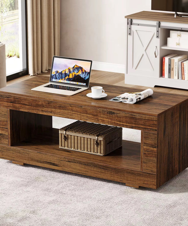 Tables basses en bois massif avec base robuste tables basses de luxe marron clair rustique