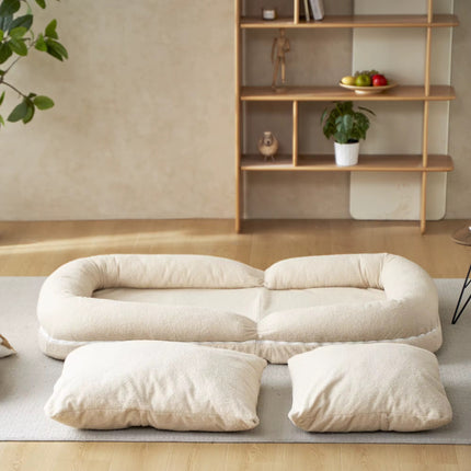 Small, compact reclining sofa for the living room, a practical lazy nook with a tatami mat