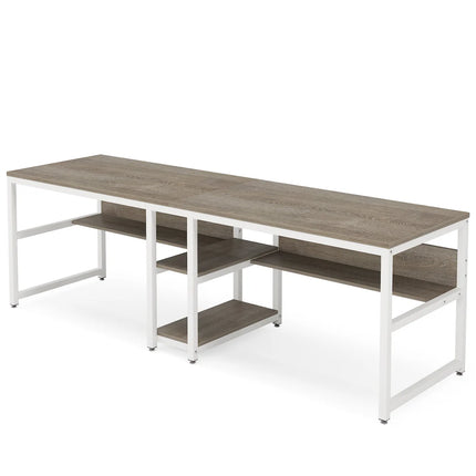 78.7” Double Computer Desk – Two Person Workstation with Storage Shelves