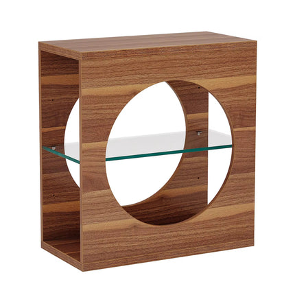 Narrow 3-tier sofa side table with adjustable tempered glass storage shelf