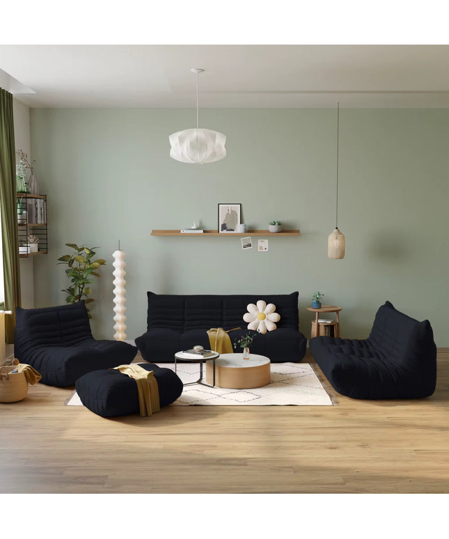 Minimalist design sofa and pouf set, velvet lazy sofa, home furniture