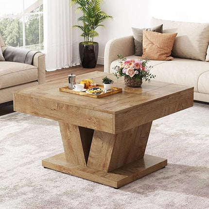 31.5” Wood Coffee Table, Modern Living Room Center Table with Sleek Design