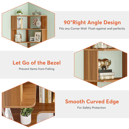 6-Tier Corner Bookshelf – 64.96” Tall Corner Bookcase with Anti-Drop Panel