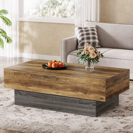 Table basse en bois de ferme moderne 55 pouces rectangle grande table à thé avec base gris table de salon centrale vintage
