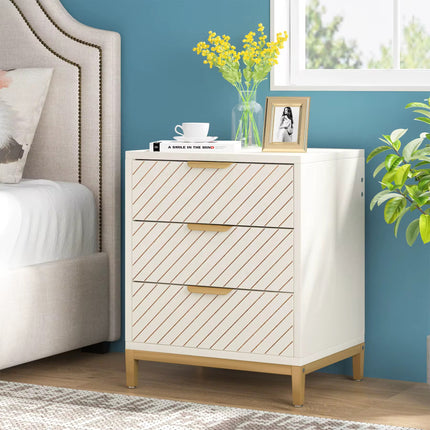 Bedside table with 3 drawers for bedroom bedside table storage for living room bedside table in wooden bedside table hotel