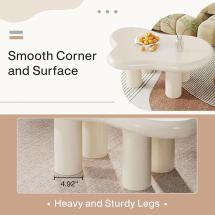 Contemporary Cloud Coffee Table, Artistic Design with 4 Durable Legs