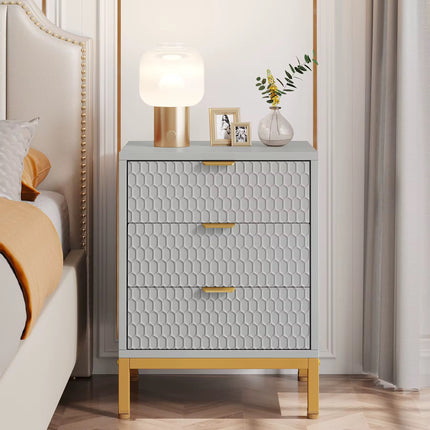 Luxury 3-Drawer Bedside Cabinet for Modern Bedrooms