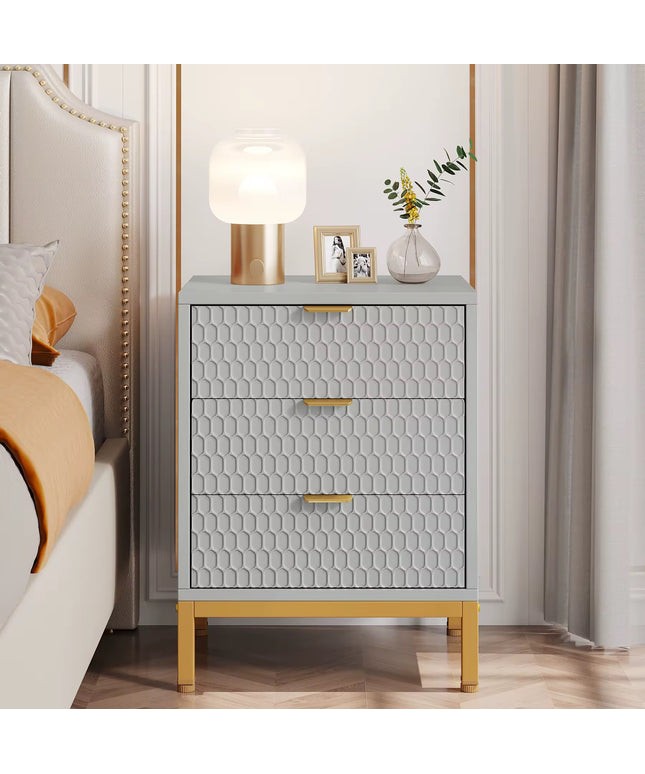 Luxury 3-Drawer Bedside Cabinet for Modern Bedrooms