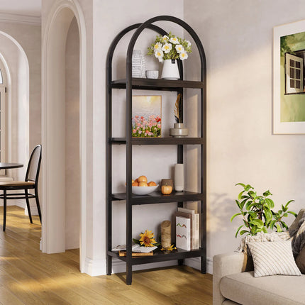4-Tier Arched Bookshelf – Modern Bookcase Display Rack with Storage Shelves