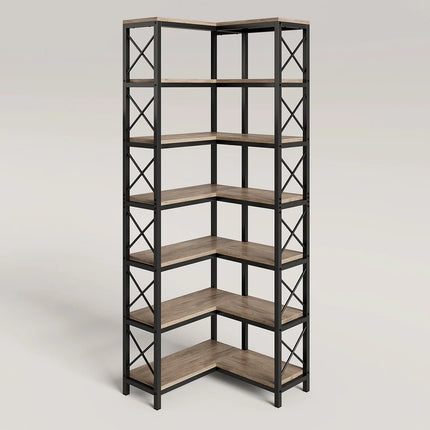 7-Tier Corner Bookshelf – Tall Corner Bookcase Storage Display Rack