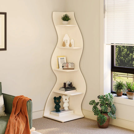 5-Tier Corner Shelf – Modern Wall Corner Bookshelf &amp; Display Bookcase