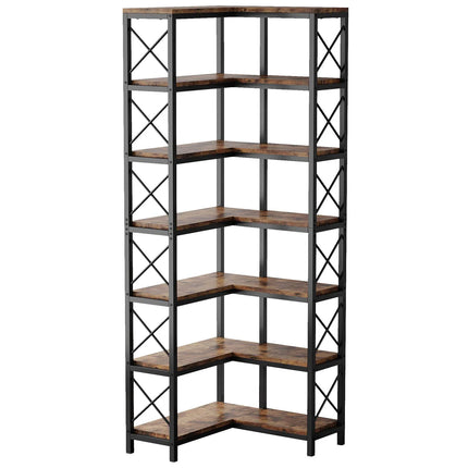 7-Tier Corner Bookshelf – Tall Corner Bookcase Storage Display Rack