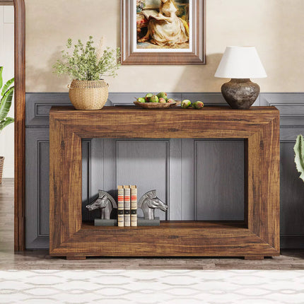 Entrée meubles moderne accent antique rustique rétro bois rectangulaire géométrique couloir console table de 120 cm