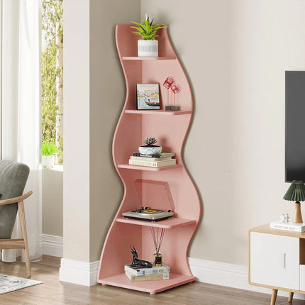 5-Tier Corner Shelf – Modern Wall Corner Bookshelf &amp; Display Bookcase
