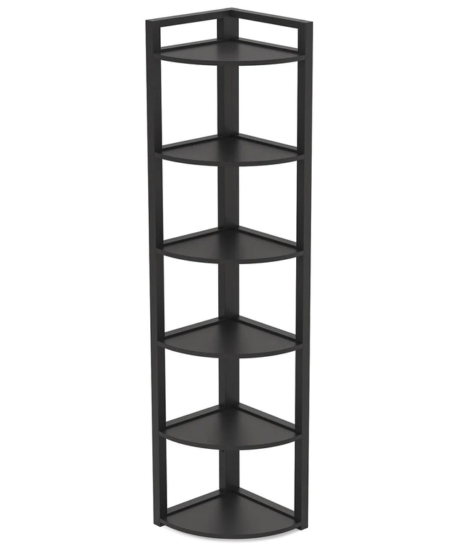 6-Tier Corner Shelf – Small Corner Bookshelf Storage &amp; Display Rack