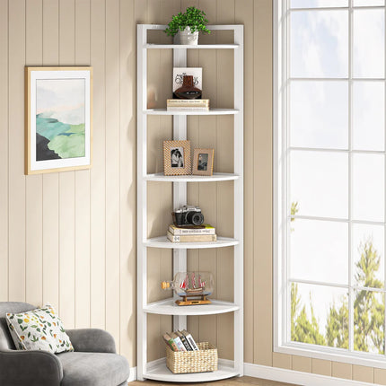 6-Tier Corner Shelf – Small Corner Bookshelf Storage &amp; Display Rack