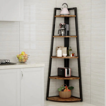 5-Tier Corner Shelf – 70” Tall Ladder Bookshelf for Living Room or Office
