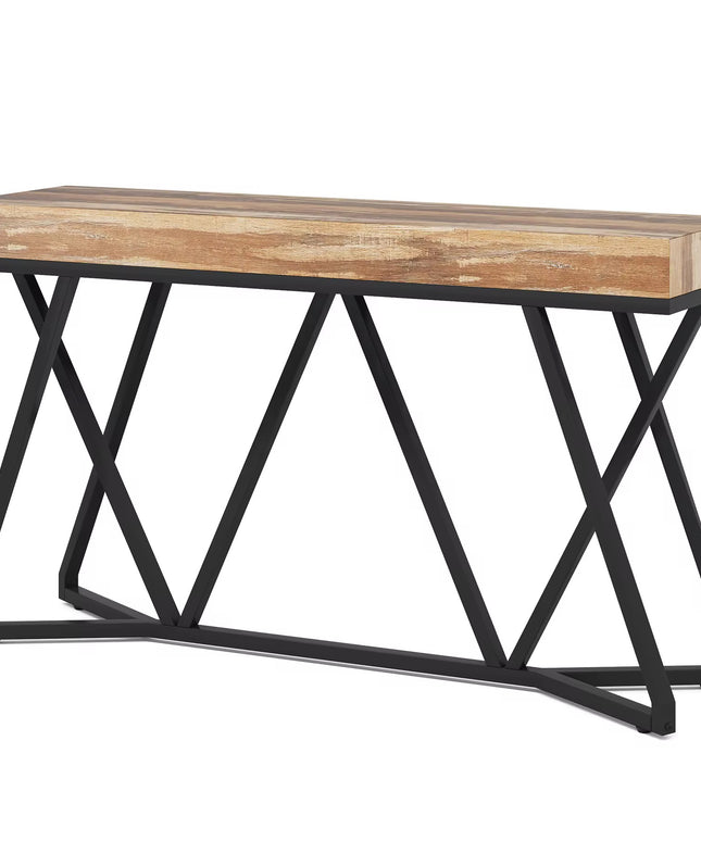Table console design moderne 55 pouces avec base en métal unique pour derrière le foyer du canapé ou l’utilisation d’accent industriel