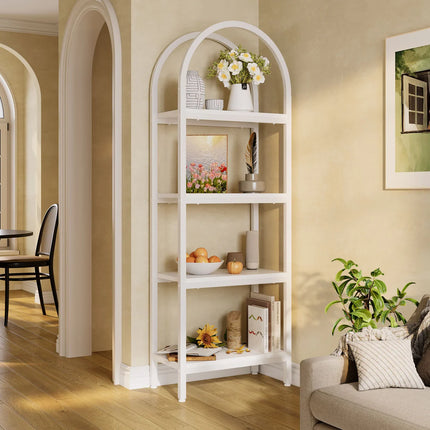 4-Tier Arched Bookshelf – Modern Bookcase Display Rack with Storage Shelves